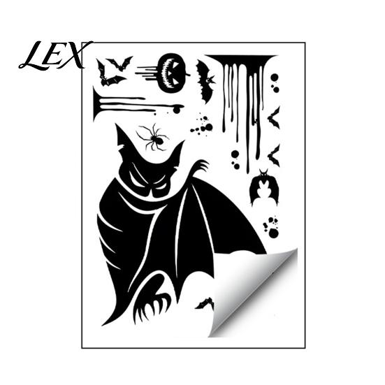 Spooky Party Decorations Halloween Static Sticker, with Witch/Ghost/Castle/Bat Horror Silhouette Patterns, Durable PVC Theme Home Decor Wall