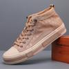 Модные мужские кроссовки, мужские парусиновые ботинки с высоким берцем, осень 2024, повседневная обувь с мягкой стелькой на шнуровке, весенне-осенняя обувь с резиновой подошвой