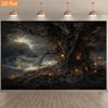 Suitable for bedroom and living room decoration featuring twisted tree roots birthday and Halloween decorations 2D flat design