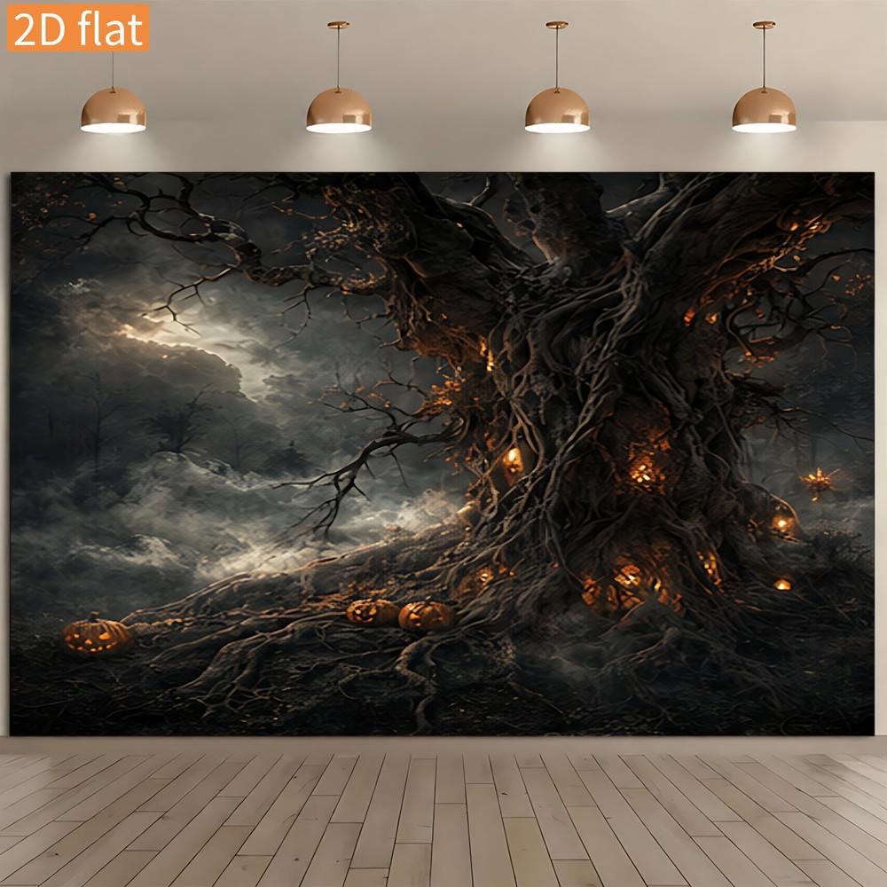 Suitable for bedroom and living room decoration featuring twisted tree roots birthday and Halloween decorations 2D flat design