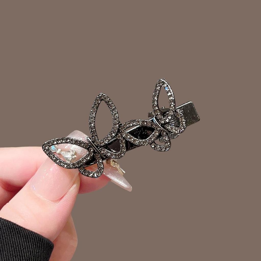 Sparkling Diamond Butterfly Shaped Hair Clip Exquisite Metallic Texture Broken Hair Clip Fashionable Girl Hair Accessory
