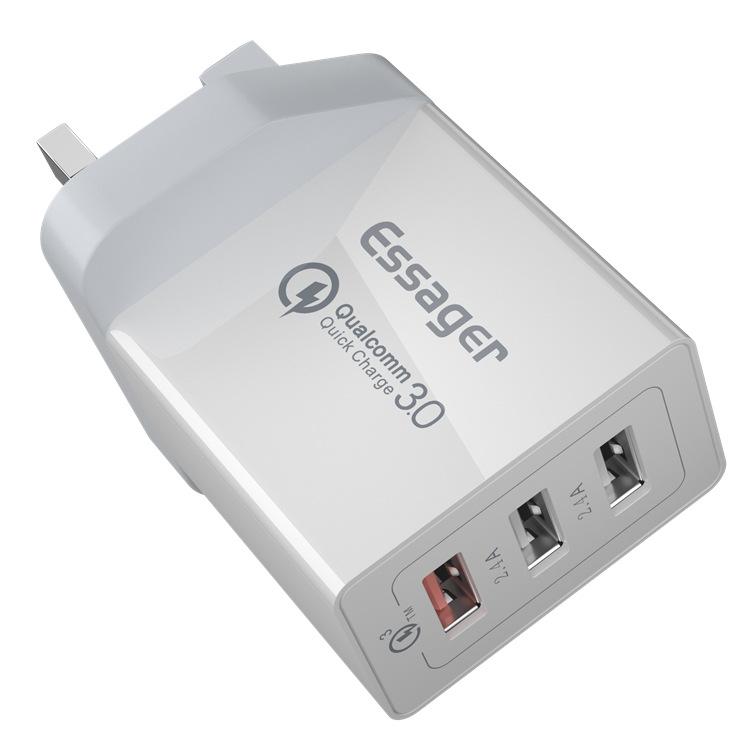 Essager Зарядное устройство USB Type C, 30 Вт, быстрая зарядка 3,0 для iPhone 14, 13, Samsung, Xiaomi, 3-портовое настенное зарядное устройство для мобильного телефона с несколькими разъемами, быстрая зарядка