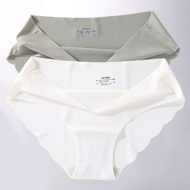 2PCS/Set M-XL Seamless Ice Silk Sexy Women Panties Pantys 7 Solid Colors Breathable Pantys Underwear For Girls Lingerie
