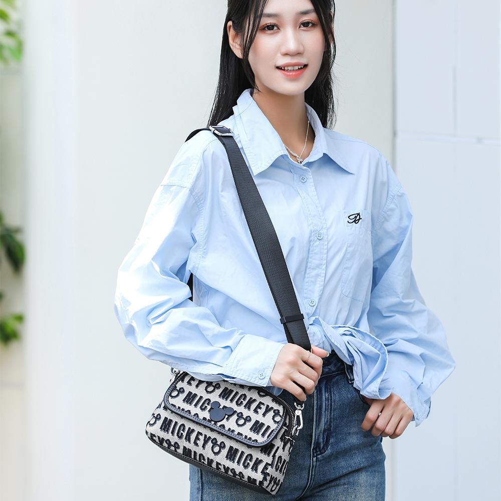 New Disney Mickey Series Fabric Shoulder Bag, Crossbody Bag, Shoulder Bag Regular Women's Black BMK-71659B