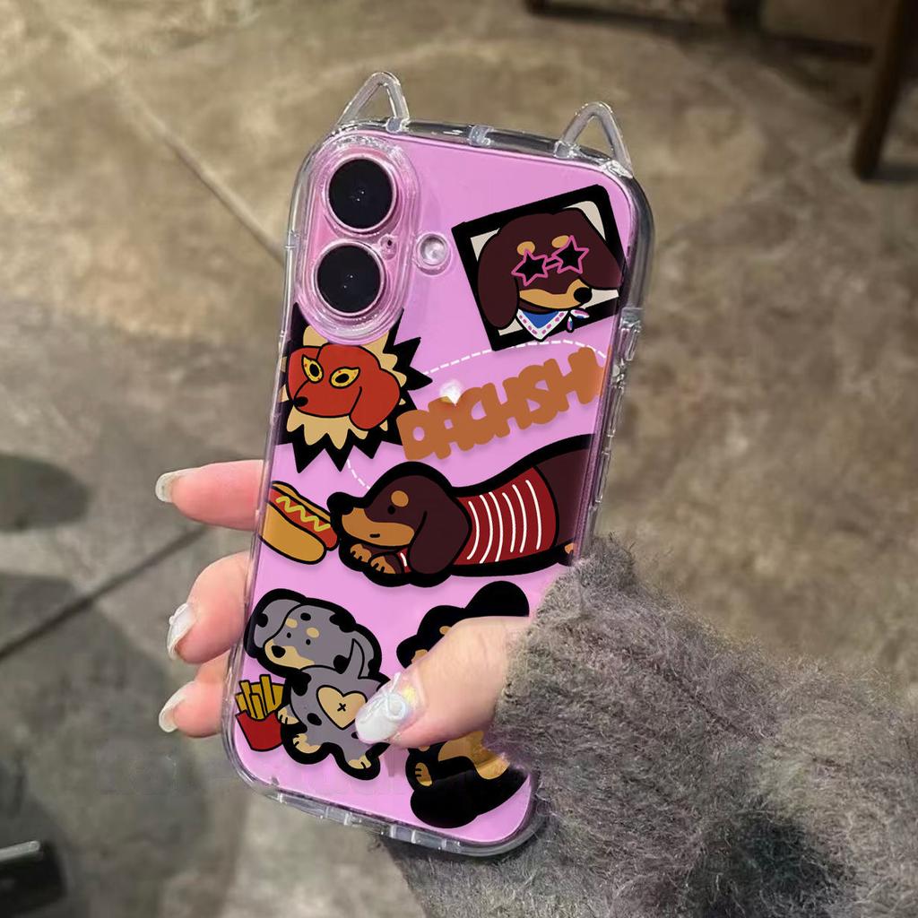 Multiple dachshunds Apple 17Pro mobile phone case Air suitable for IP16 cat ears 15 transparent 14 female 13 cute 12