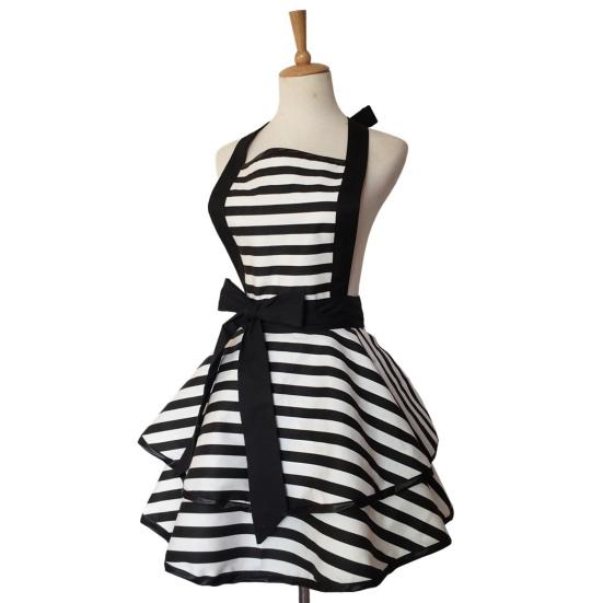 Винтажный фартук для женщин, кухни, приготовления пищи, выпечки, барбекю, гриля, полоски, закрывающие грудь до колена