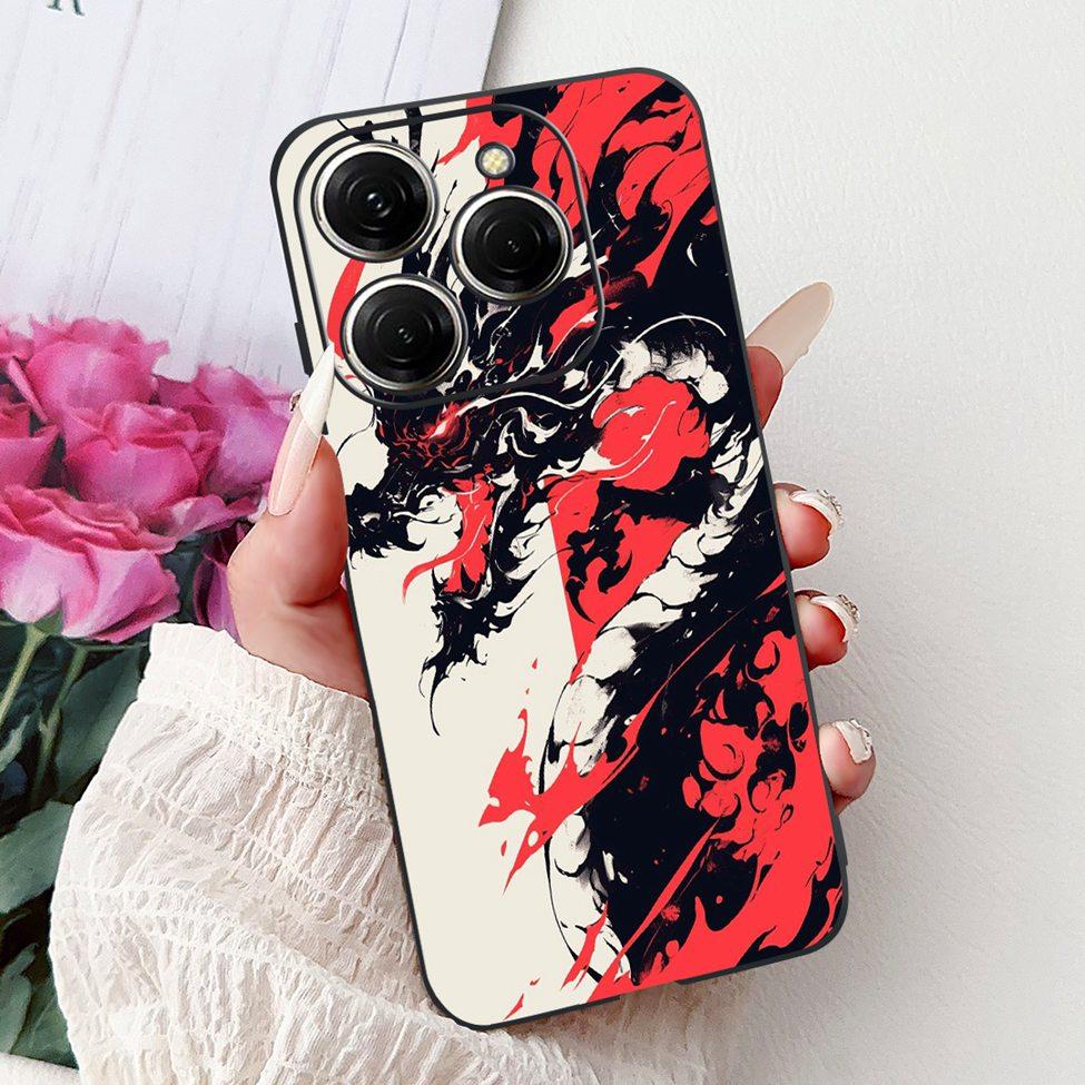 Для Tecno Spark 20 Pro KJ6 Задняя крышка Для Tecno Spark 20 Pro Чехол Черный Силикон Модный Роскошный Милый Мультяшный Ударопрочный Бампер