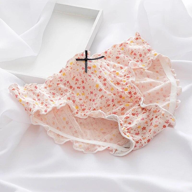 Женское нижнее белье со средней талией и оборками, женские мягкие трусы с полным покрытием, женские трусики