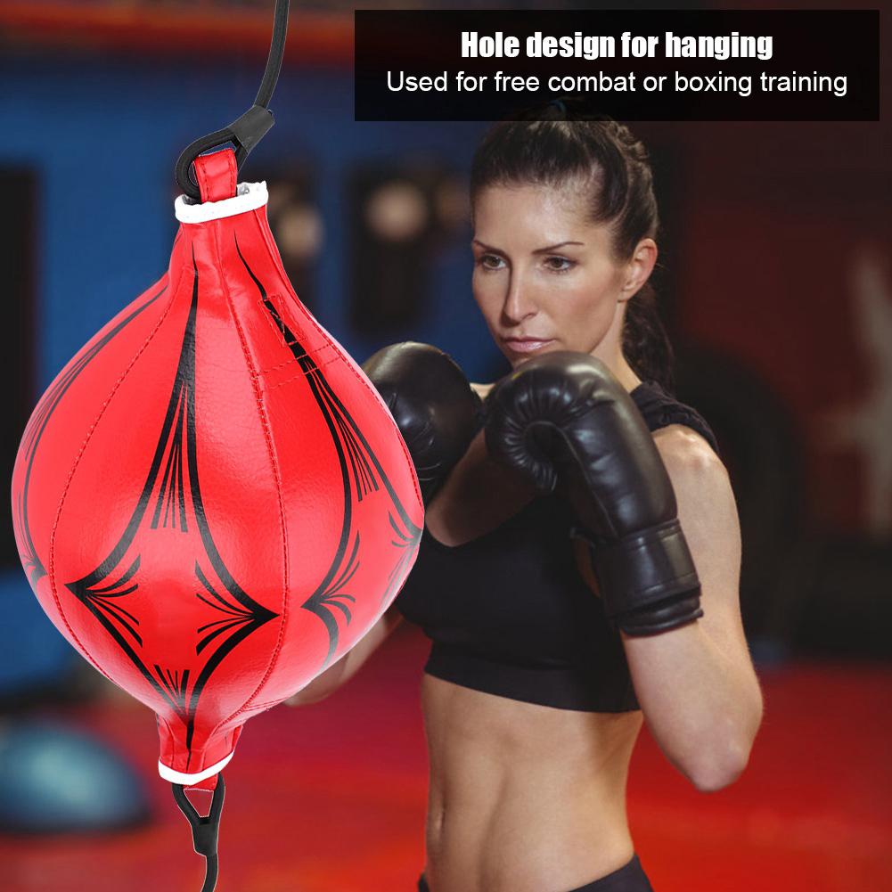 Боксерский тренировочный кожаный мешок для скоростного мяча, двухсторонний, ММА, игрушка в форме груши(красный)