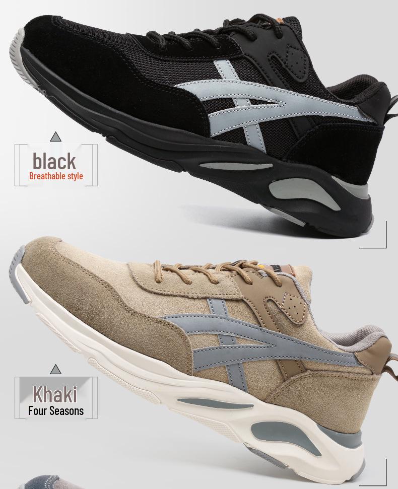 Мужская легкая защитная обувь со стальным подноском - Защита от ударов, Защита от проколов, Нескользящая, Износостойкая, Удобная рабочая обувь