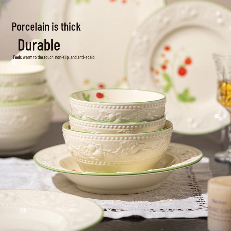 OIMG Strawberry Manor 16-Piece Ceramic Dinnerware Set