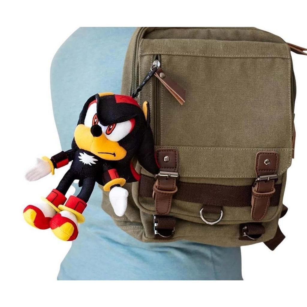 Sonic the Hedgehog Shadow and Sonic 8" Plush Clips with Small Zipper Pouch - 2 Pieces (1 Piece of Each)