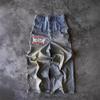 ZYLLO Street Hip Hop Letter-print Jeans Men Y2k Goth Punk Harajuku Ripped Wide Leg Pants Retro Loose Straight Leg Double Waisted Pants