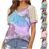Women's Lace Short Sleeve Shirt V Neck T-Shirt Dressy Casual Tops Raglan Short Sleeve Lace Short Sleeve Panel Comfortable Cotton Top