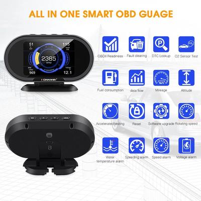 Бортовой компьютер KW206 OBD2 Автомобильный цифровой компьютер OBD 2 сканер Расход топлива Датчик температуры воды Дисплей