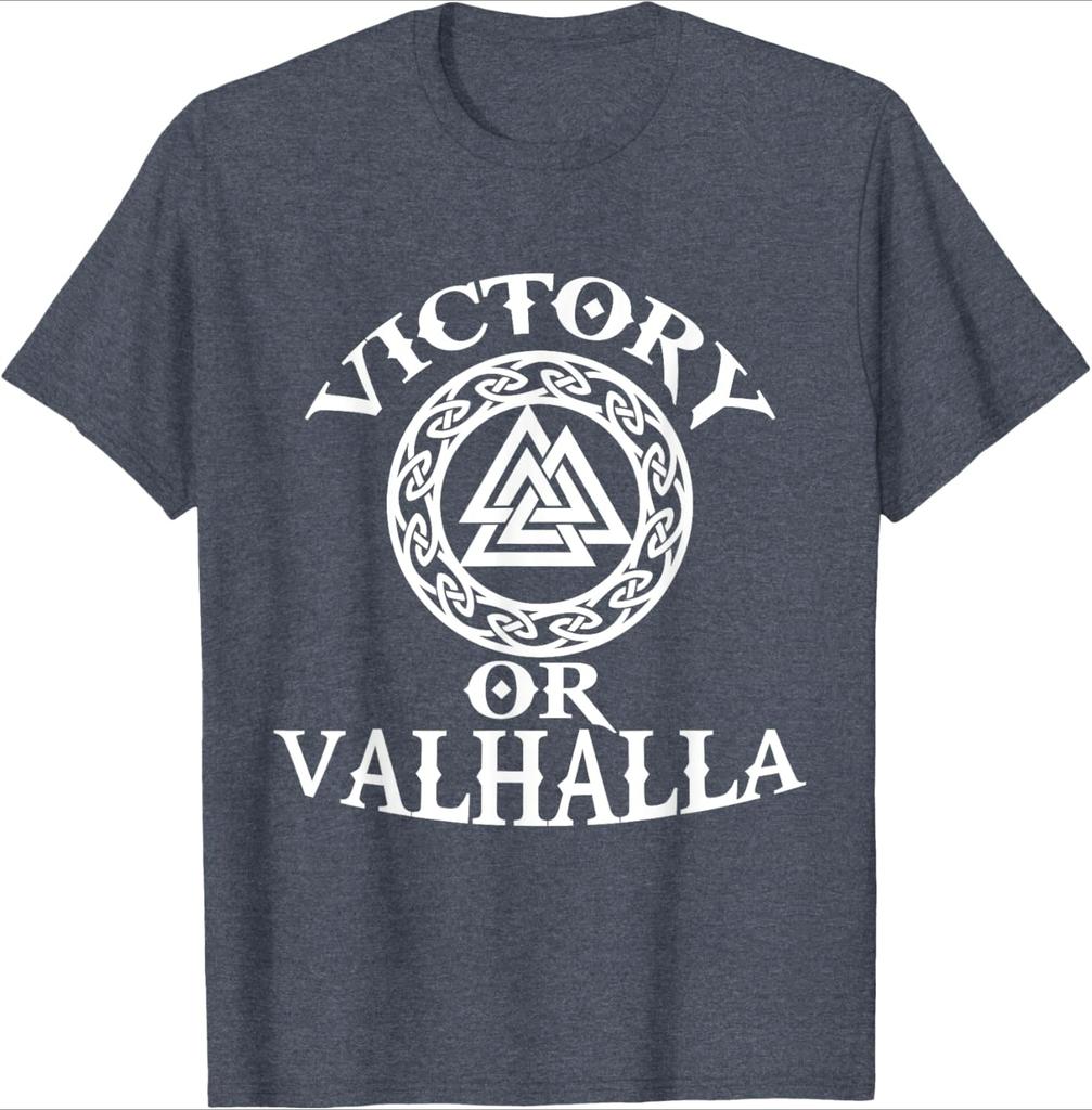 Победа Или Вальхалла Скандинавский узор воинов 100% хлопок летняя футболка с круглым вырезом с коротким рукавом повседневная с принтом мужская