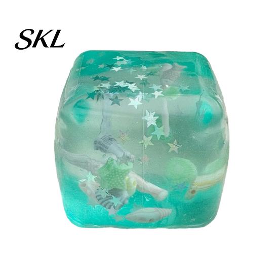 Lemon Stress Relief Toy Transparent Squeeze Toy, Jellyfish Ice Cream Reduction Soft Clear Cube Sensory for Kids Adults