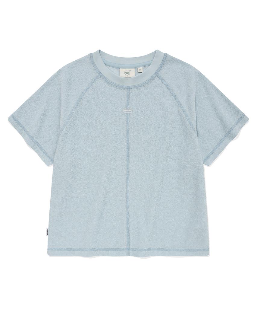 COVERNAT WOMAN Slit Terry T-Shirt Light Blue