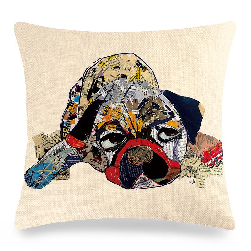 Cute Pet Pug Dog Digital Printing Short Plush Pillow Covers Decorative For Car Sofa Office Cushion Cover Home Goods 60X60Cm