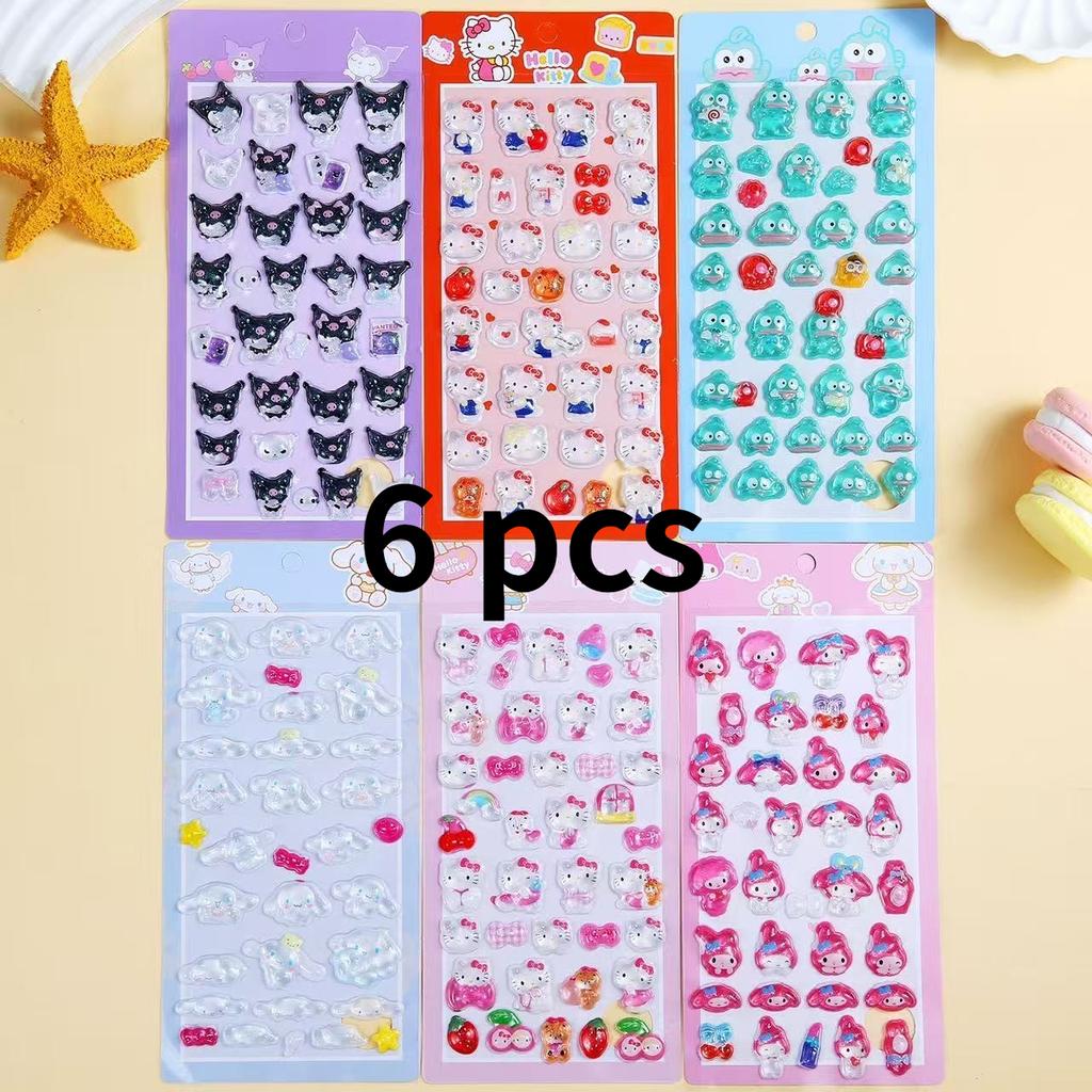 3D мультяшные рельефные наклейки с котиками, эстетические наклейки Sanrio Black Rice Melody, студенческая канцелярия, сувениры для вечеринок, подарки для класса