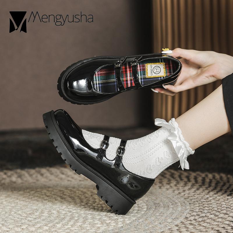 Fashion Women Mary Jeans Shoes Japanese Students Lolita JK Footwear Maid Uniform Oxford Lady Two Band Buckle Loafers Woman Flats Sneaker