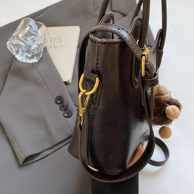 Женская сумка через плечо в стиле ретро, осенне-зимняя, универсальная, новая, вместительная, премиум-класса, переносная сумка-ведро, модная сумка через плечо