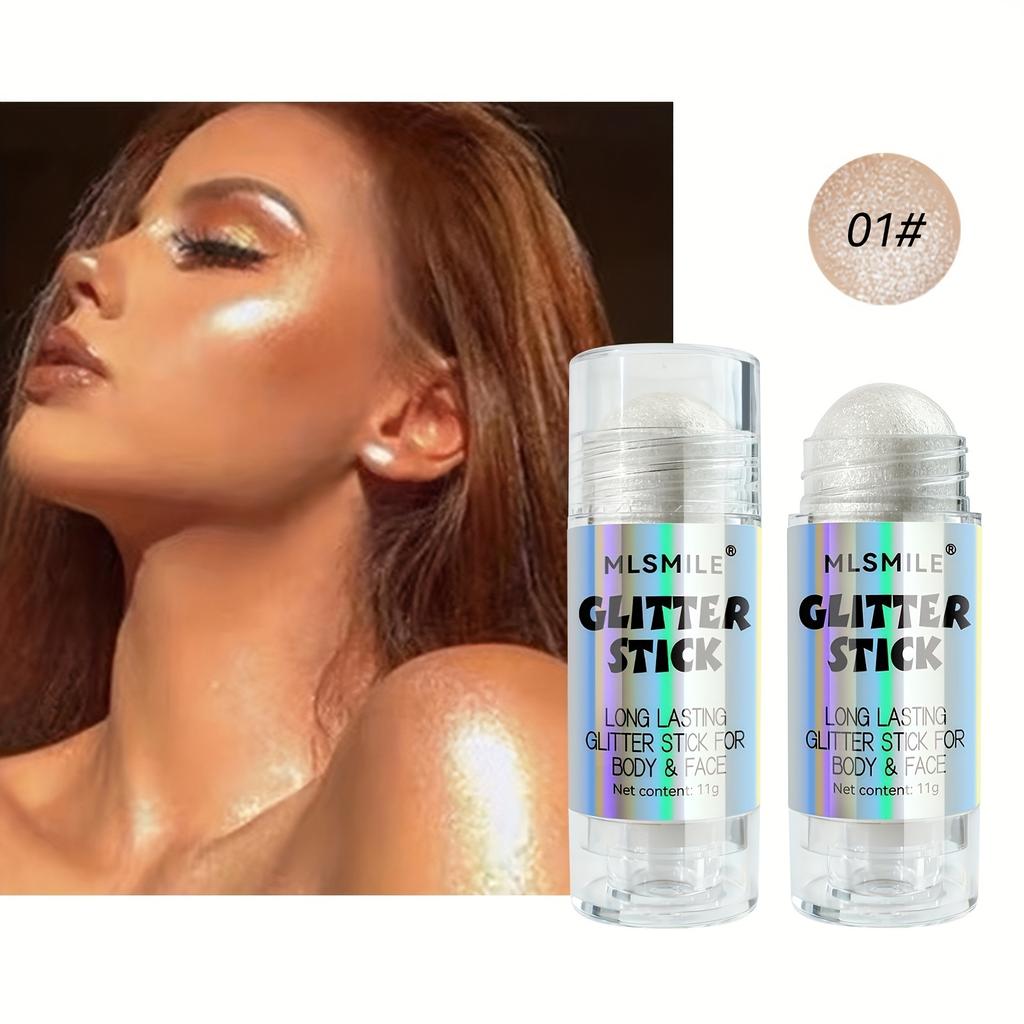 Glitter Highlighter Stick Body Shimmer 3D Face Body Sparkle Highlighter Brightening Music Festival Shimmer Powder Makeup