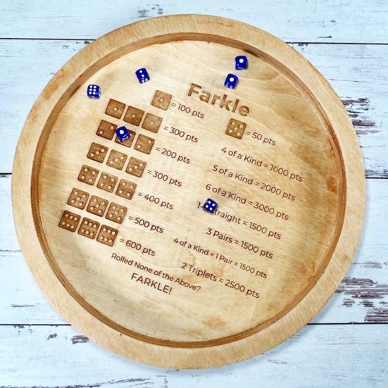 Деревянный поднос для игральных костей Farkle с игральными костями 7/12/14 дюймов, подставка для подсчета очков Farkle, игровой набор с правилами для игрового вечера, семейного сбора
