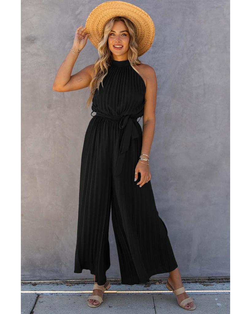 Azura Exchange Плиссированный комбинезон с широкими штанинами и поясом