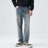 High Street Ripped Spring New Jeans Men's American Retro Straight-Piece Slim Pants