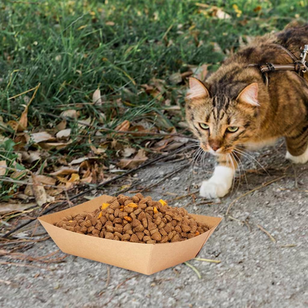 50 шт. Крафт-бумажная одноразовая миска для кормления домашних животных, герметичный дизайн, тарелка-кормушка для мелких пород и кошек, для путешествий