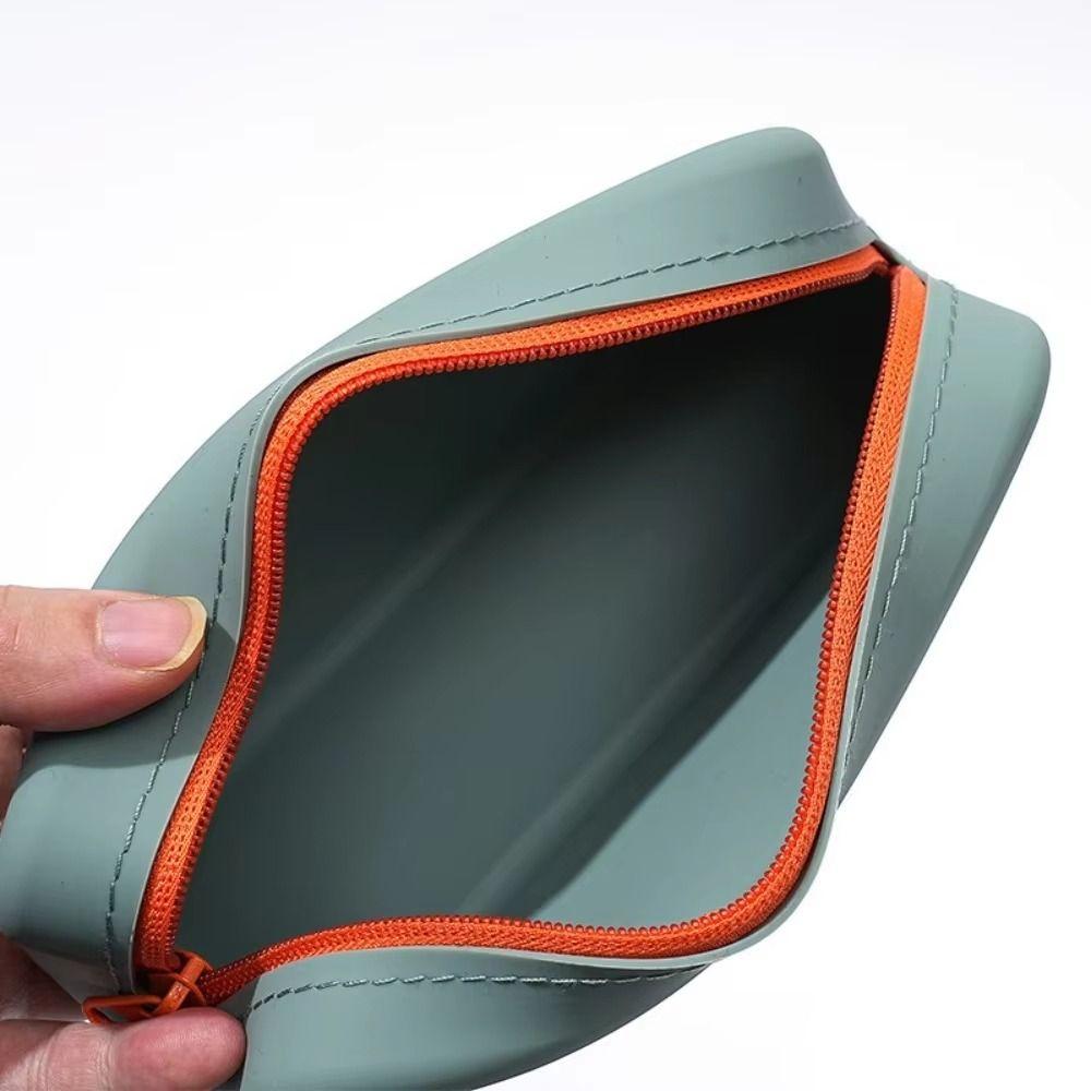 Zippered Pen Bag Silicone Stationery Organizer Portable Pencil Case School Supplies