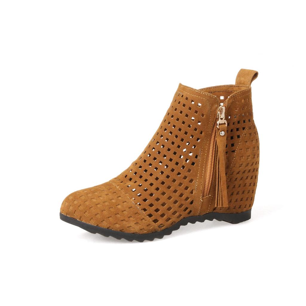 Мода 2025 Новые Женские Летние Сапоги Плоская Низкая Скрытая Платформа Вырезы Застежка-молния Ботильоны Женские Платье Повседневная Обувь Горячая Распродажа Размер 34-43 Botas Mujer