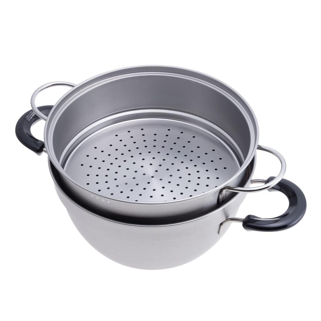 Wahei Freiz with Stainless designed to prevent boiling Tsubame-Sanjo Two-Tier Steamer, 23cm, Lid, Steel, IH/Gas Compatible, EM-010 (Steamer over)