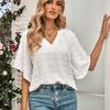 Summer Casual V-neck Chiffon Blouse Short Sleeve Women Fashion Dots Loose Blusas Tops Mujer Lady Elegant Women Clothes 24864