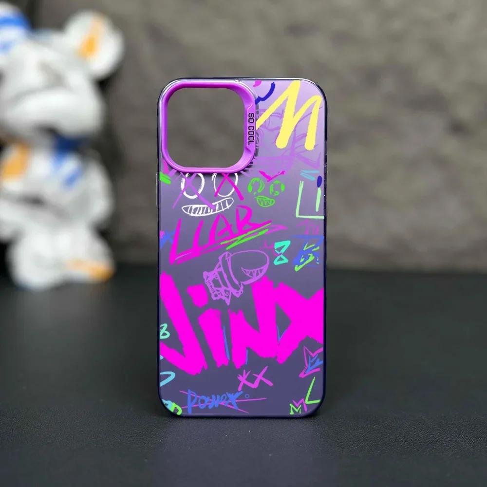 LOL A-Arcane JINX Phone Case For iPhone 16 15 14 13 12 11 Pro Max Candy Matte Shockproof Back Cover