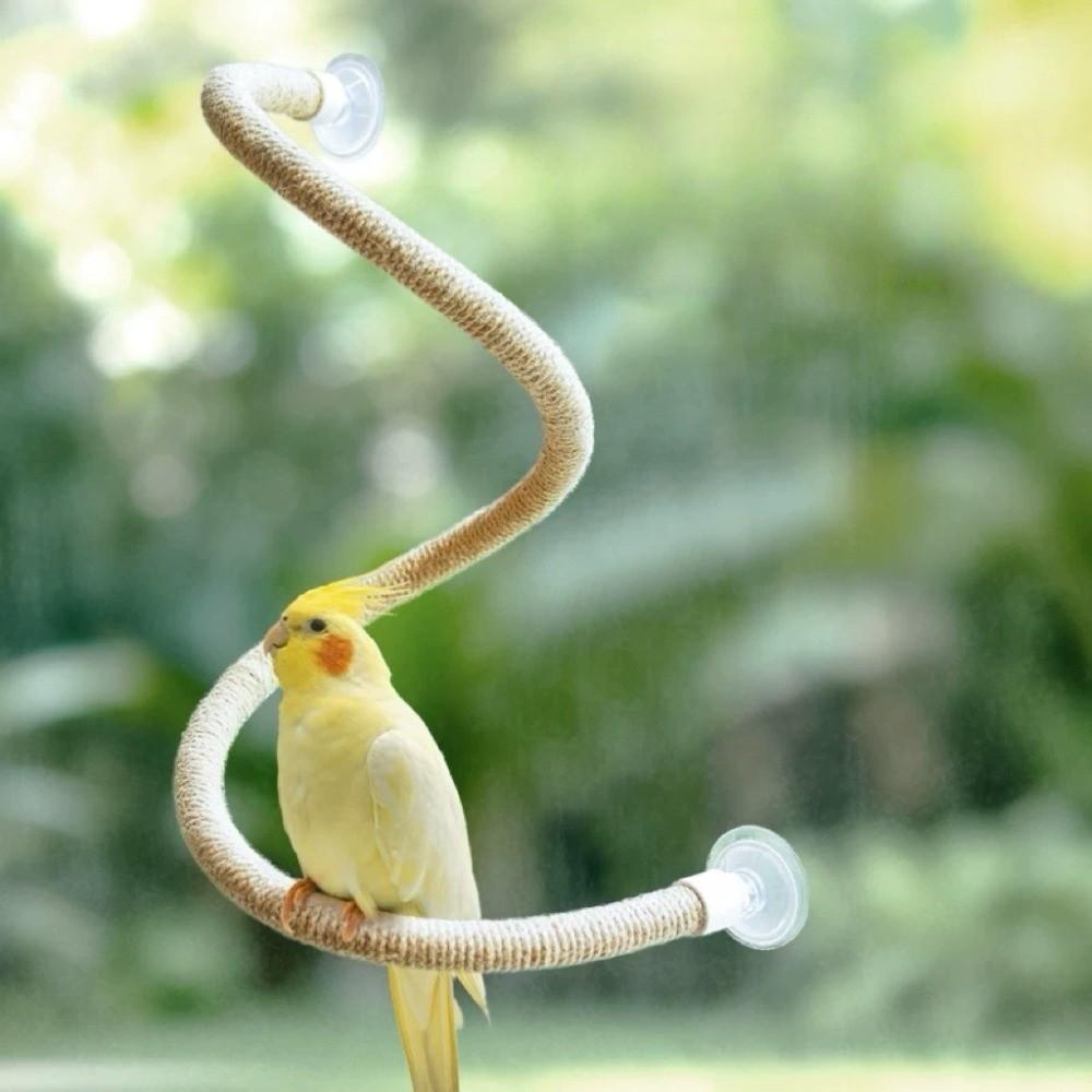 Linen Rope DIY Bendable Perch for Birds Comfortable Grip Parrot Standing Perch Cage Accessories