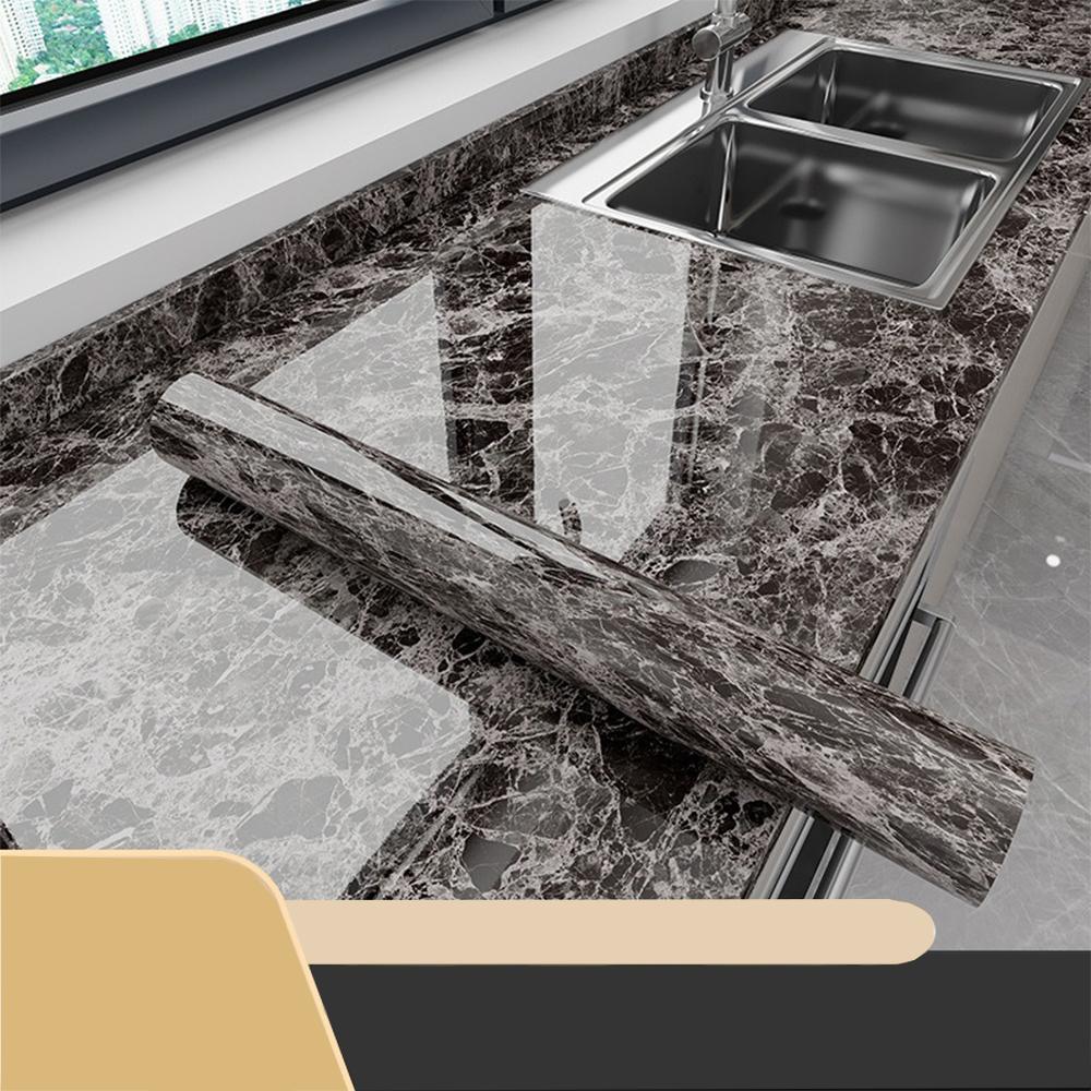 Самоклеящиеся обои Мраморный декор Наклейка Кухня Ванная Ремонт Декоративная бумага Ширина 40см Водонепроницаемая Маслостойкая Фольга Стена