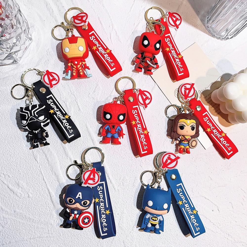 Adorable Marvel Superhero Keychain With Spider-man Iron Man Batman In Durable Silicone