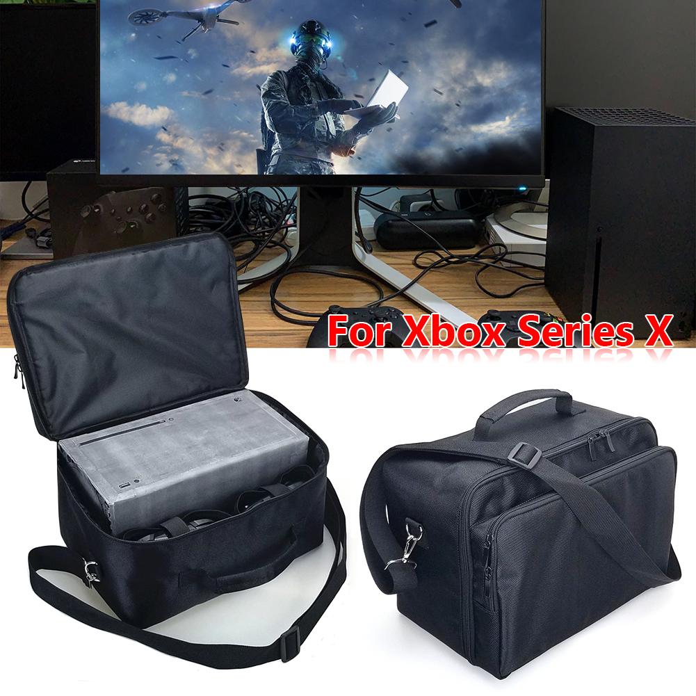 Двухслойная сумка для переноски игровой консоли Xbox Series X/S, беспроводных контроллеров и аксессуаров, водонепроницаемая защитная сумка на плечо