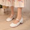 Новая детская одинарная обувь, обувь для студенток, розовая, белая, с пряжкой, резиновая мягкая подошва, обувь принцессы, одноклассницы, кожаная обувь для девочек