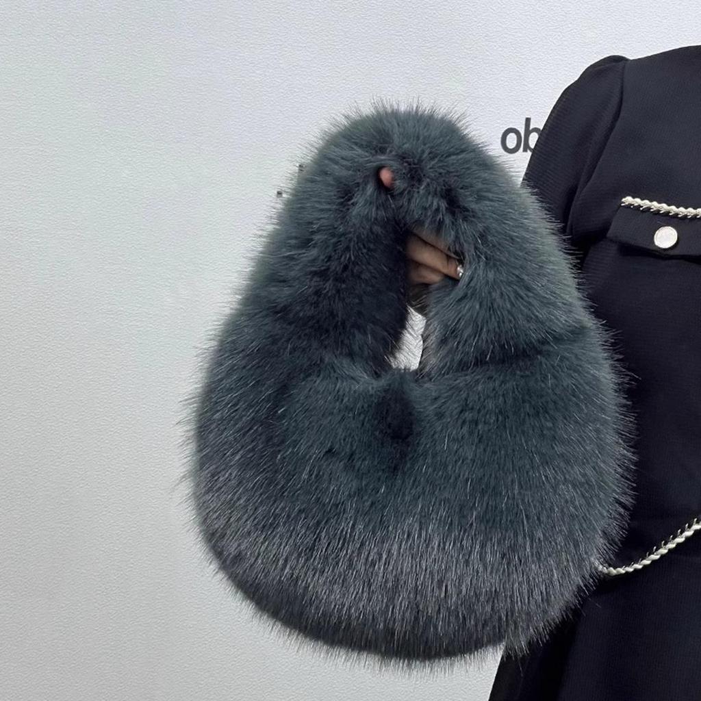 Yogodlns Новая зимняя плюшевая сумка для женщин, модная ручная пушистая сумка, универсальная сумка через плечо, трендовая сумка-хобо для поездок на работу