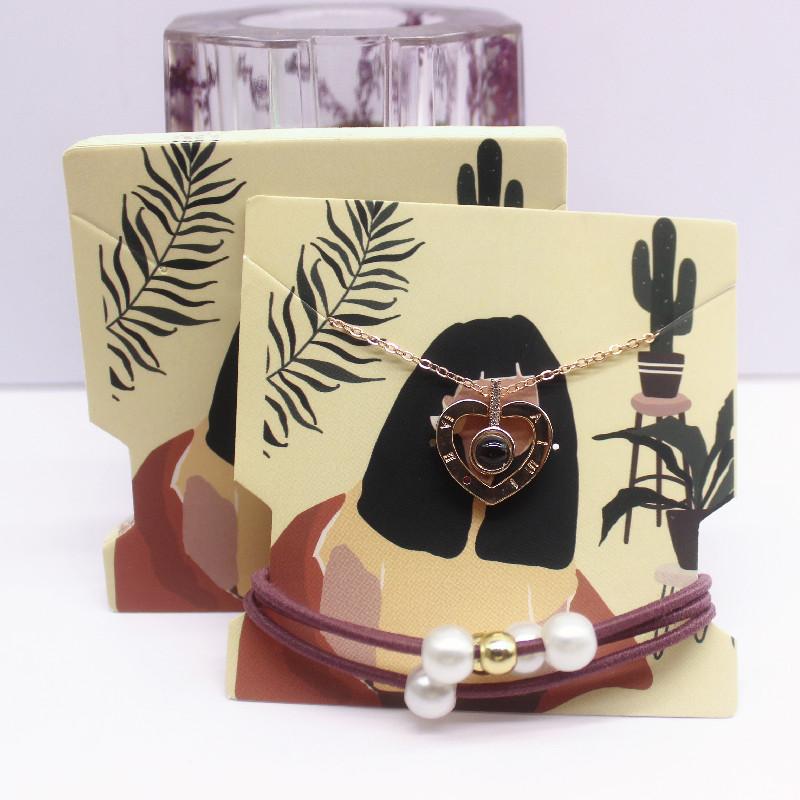 50 шт. 7,4x7,4 см белая бумажная карточка с принтом в виде девушки/кактуса, винтажный узор, серьги, ожерелье, ободок для волос, упаковка для ювелирных изделий