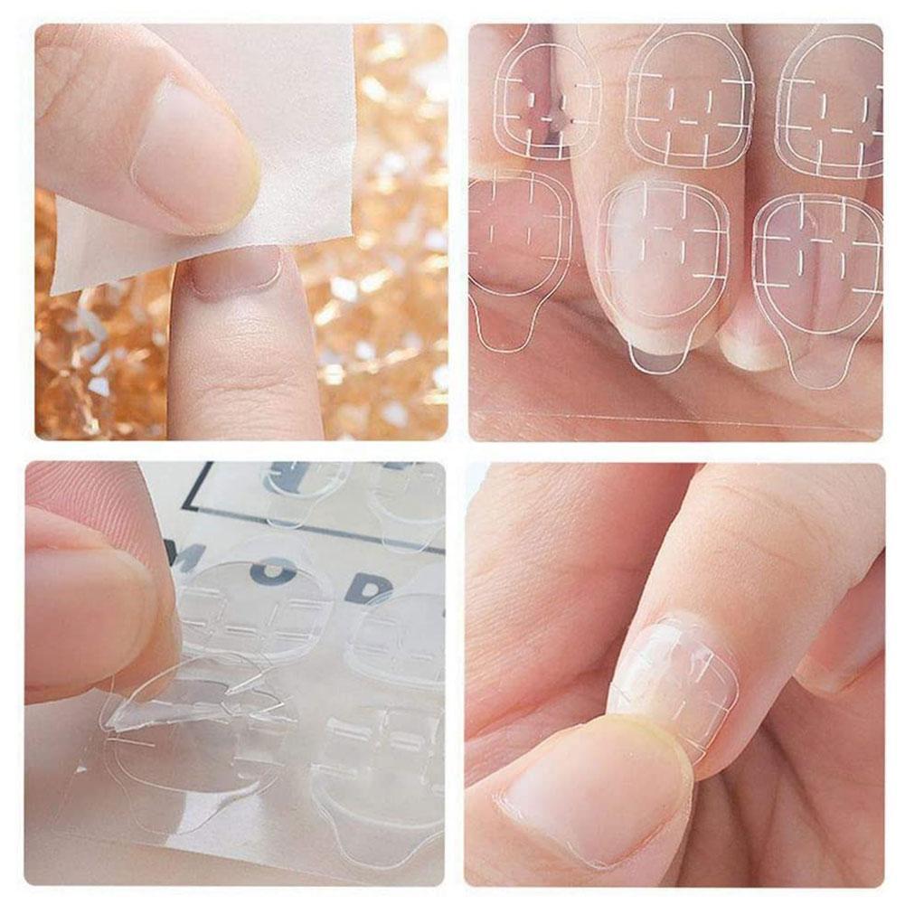 1 Sheet False Nail Glue Sticker DIY Fake Nails Double Side Clear Invisible Strong Jelly Gel Pad Press On Nails Manicure Tool
