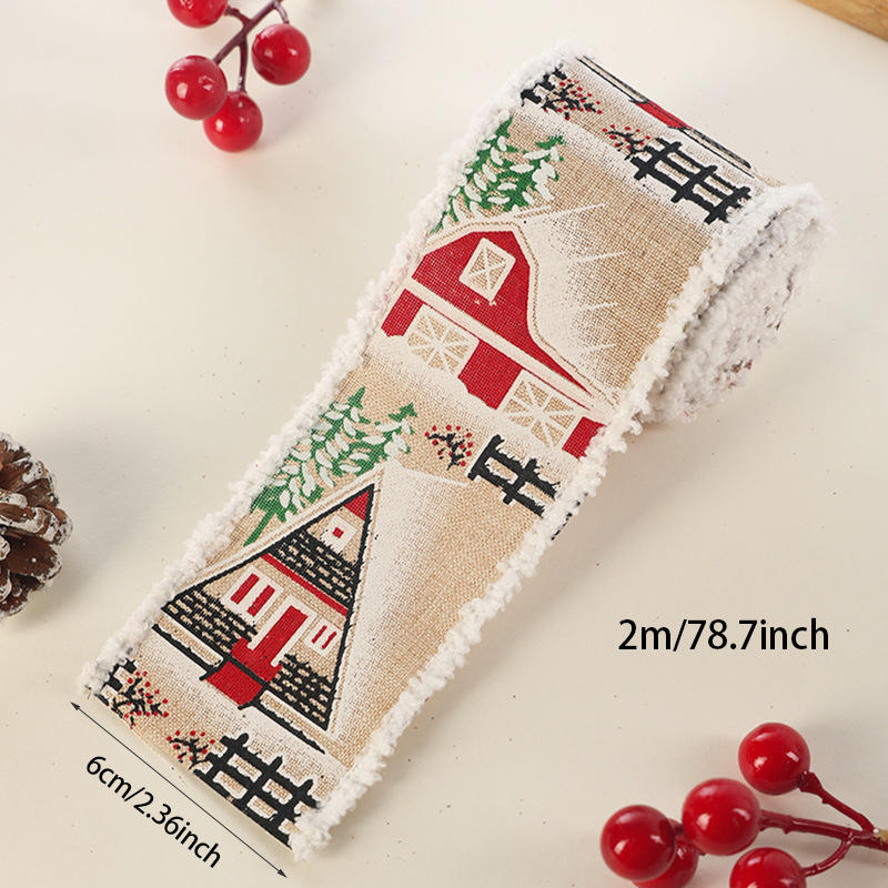 Креативная Милая Рождественская Проволочная Лента с Принтом Лося и Кружевом DIY Рулон Подарочная Упаковочная Лента для Праздничной Рождественской Вечеринки