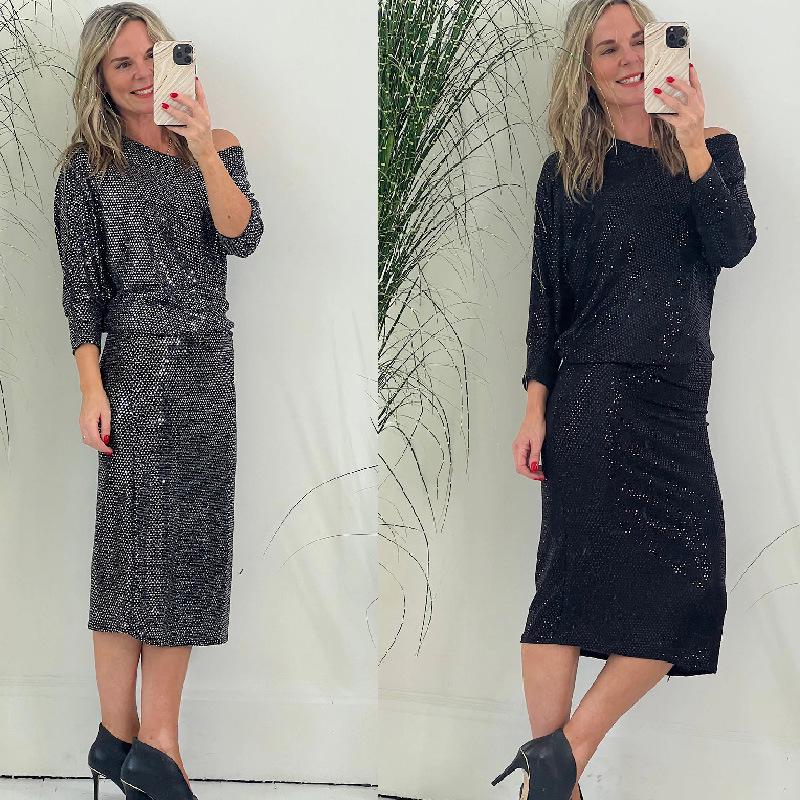 2023 Европейское и американское осенне-зимнее платье с пайетками для ночного клуба и вечера