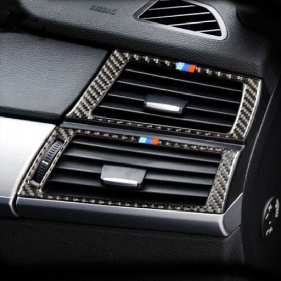 4pcs Carbon Fiber Interior Cover Trim Fits for Bmw X5 E70 X6 E71 2007-13