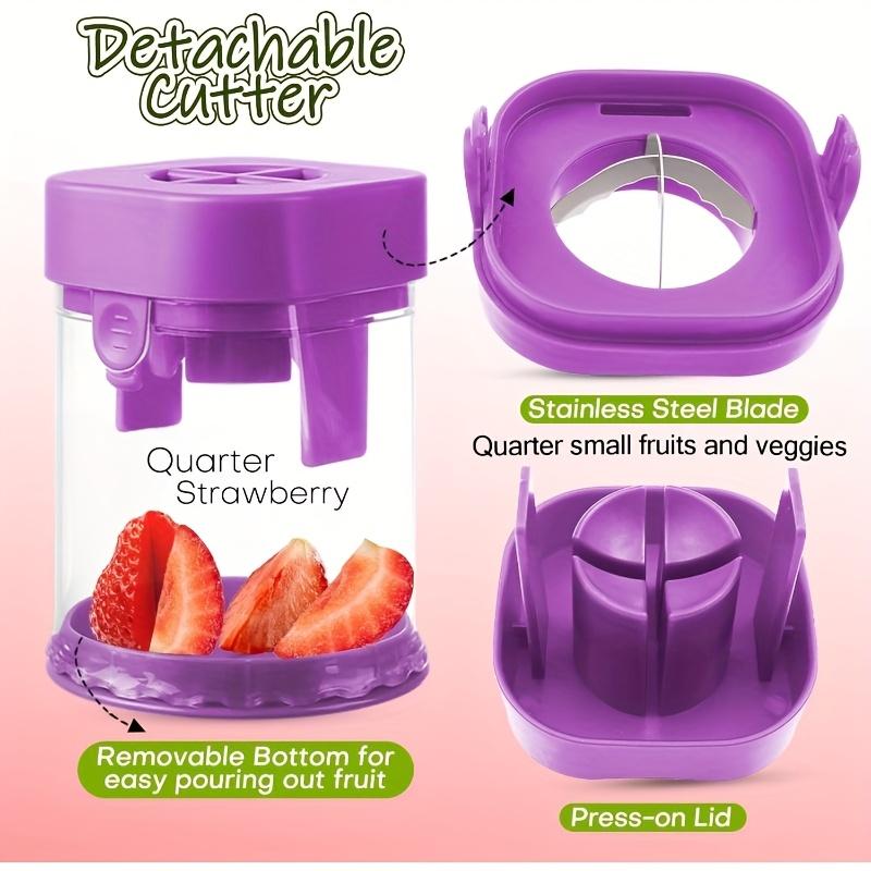 Маленький резак для фруктов, Резак из нержавеющей стали для клубники, винограда, помидоров черри, Съемный резак для еды размером на один укус