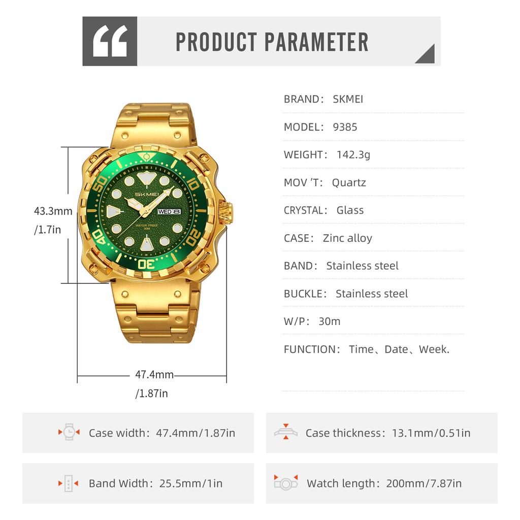 Модные мужские часы Роскошные водонепроницаемые часы для мужчин Кварцевые часы с датой Светящиеся часы+Коробка