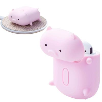 Elecom Чехол для AirPods, Силиконовый чехол, Совместимый с беспроводной зарядкой, Дизайн животных, С заглушкой для разъема, Дизайн свиньи (Ava-APSCANPIG)